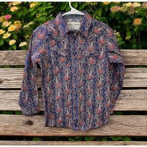 NWOT Cody James Boys Snap Button Down Shirt Size Med LSleeve Paisley Blue‎ Red